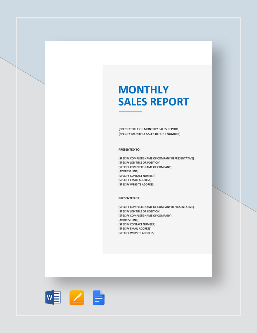 Monthly Sales Report Template Google Docs, Word, Apple Pages