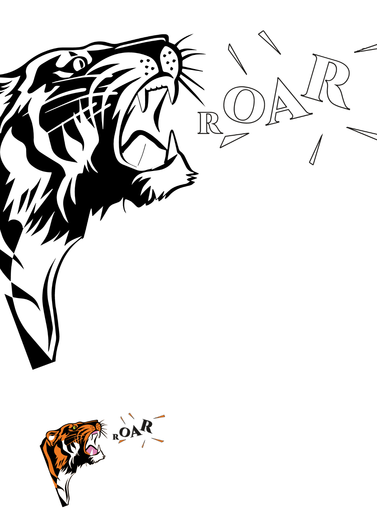 Roaring Tiger Coloring Page Template