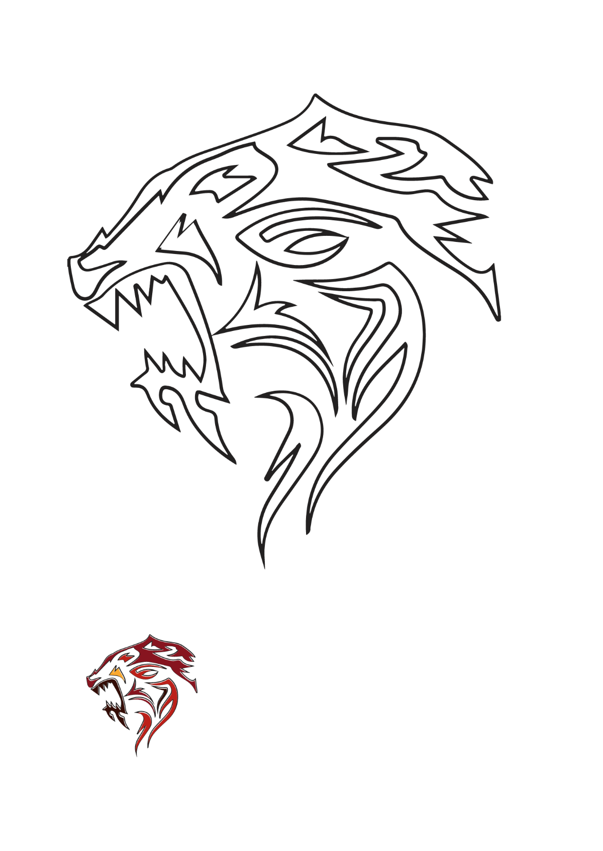 Tribal Tiger Coloring Page Template
