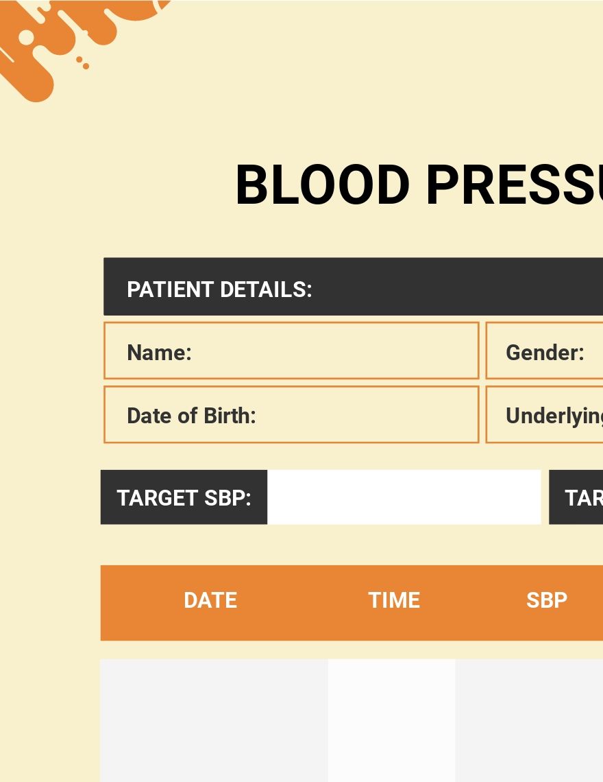 Blood Pressure Chart For Women PDF Template