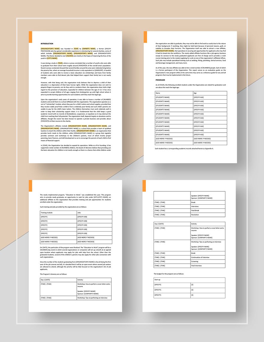 NGO Annual Report Template in Word Pages Google Docs Download