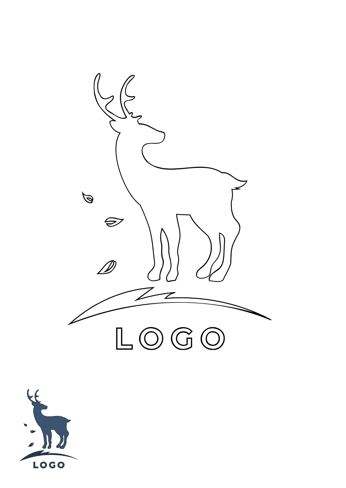 Free Deer Logo Coloring Page Template