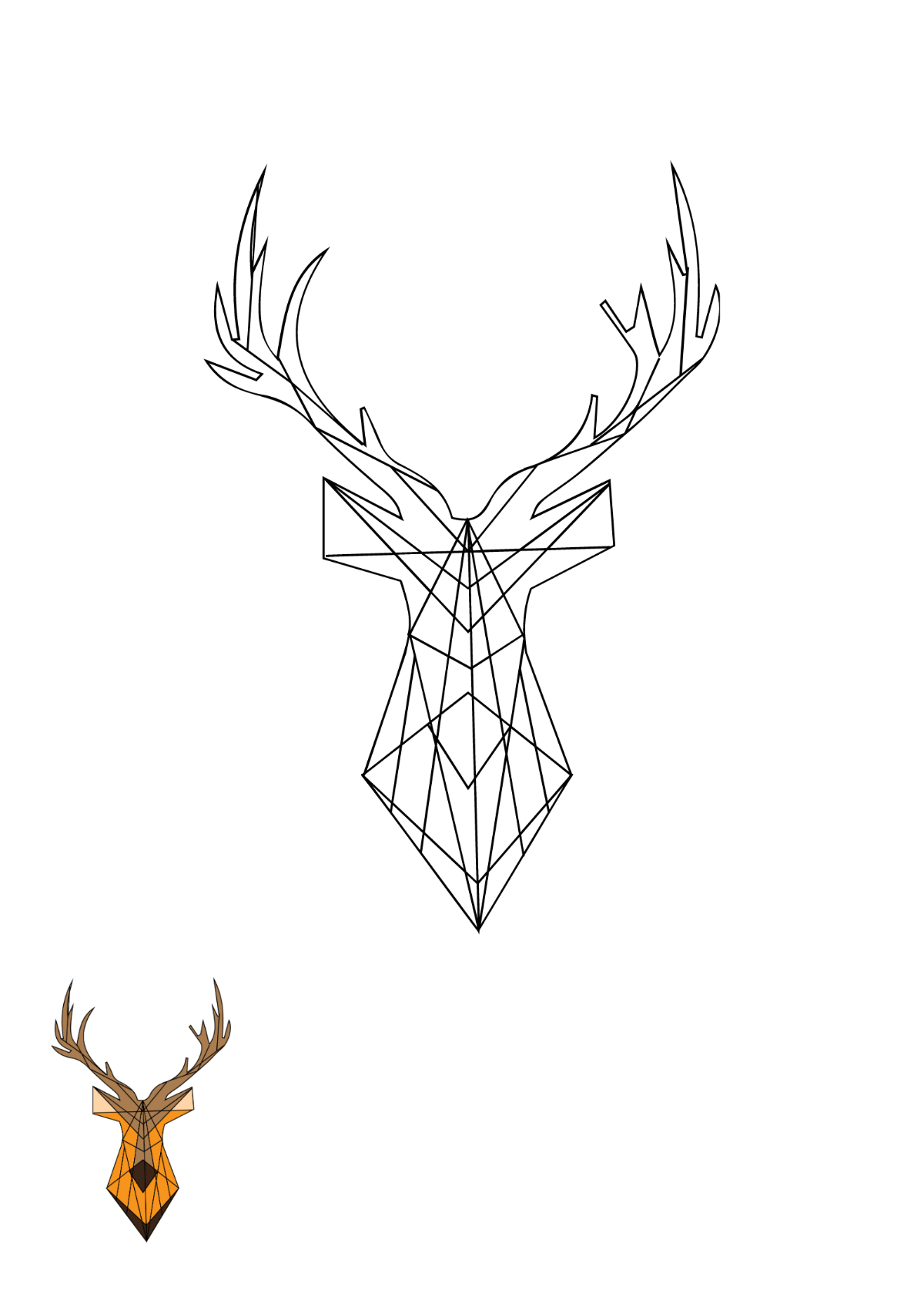 Polygonal Deer Coloring Page Template