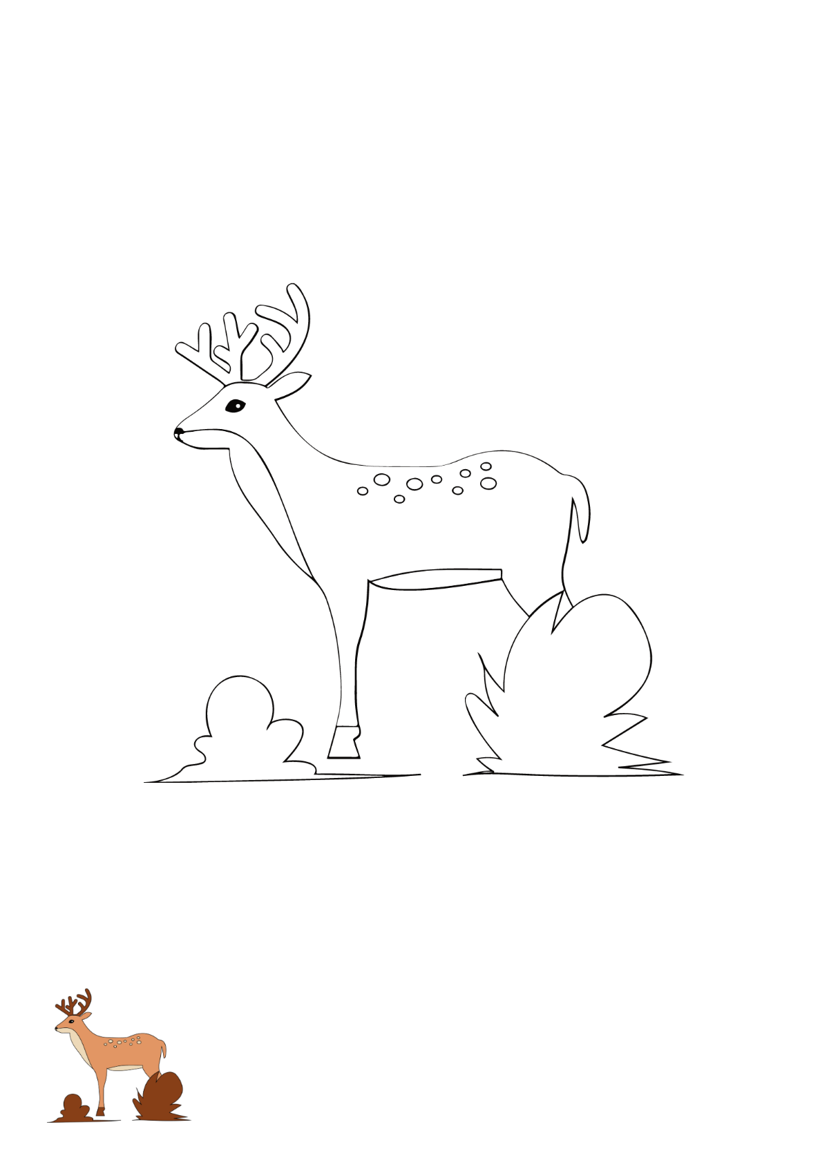 Free Simple Deer Coloring Page Template