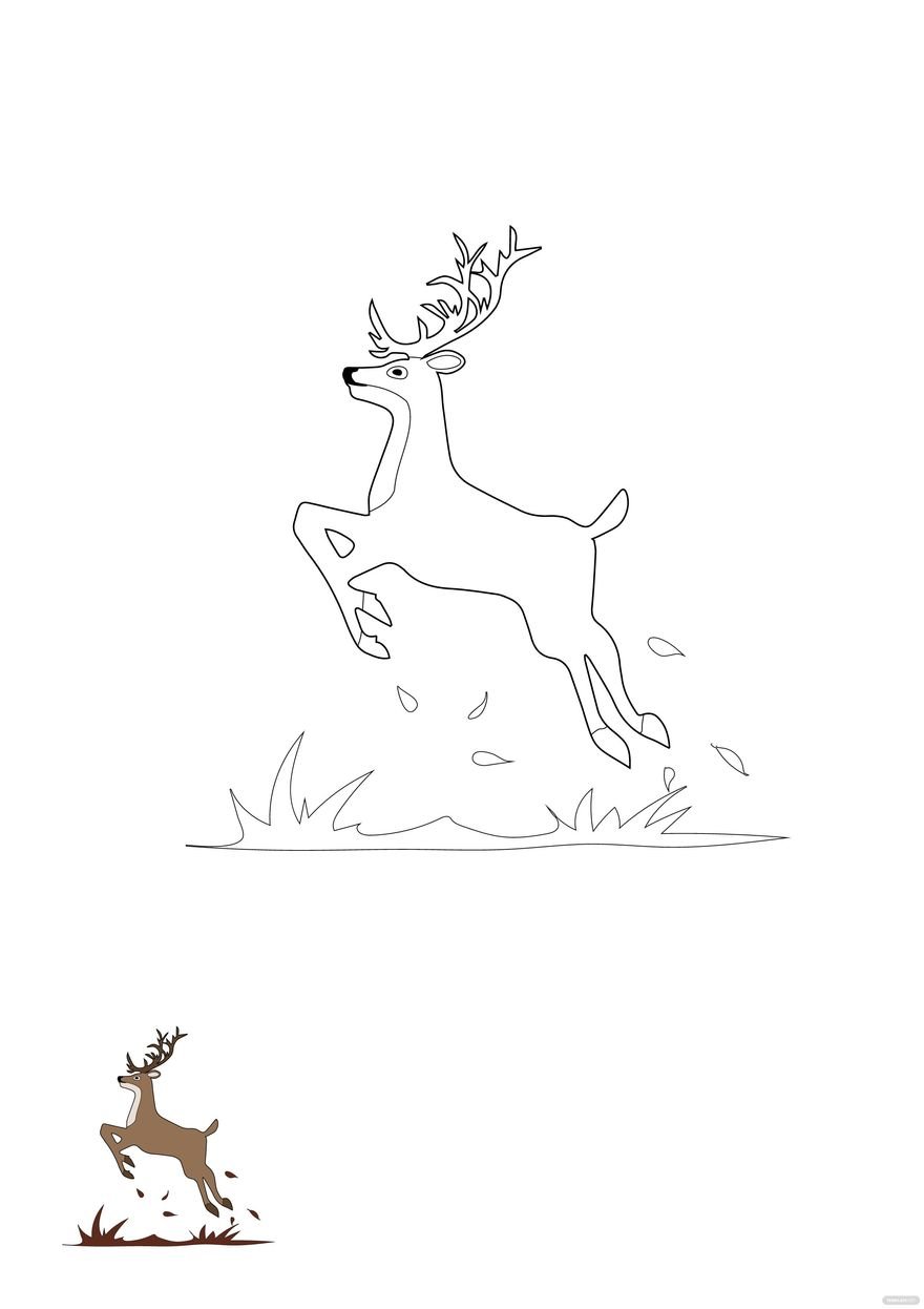 Free Jumping Deer Coloring Page