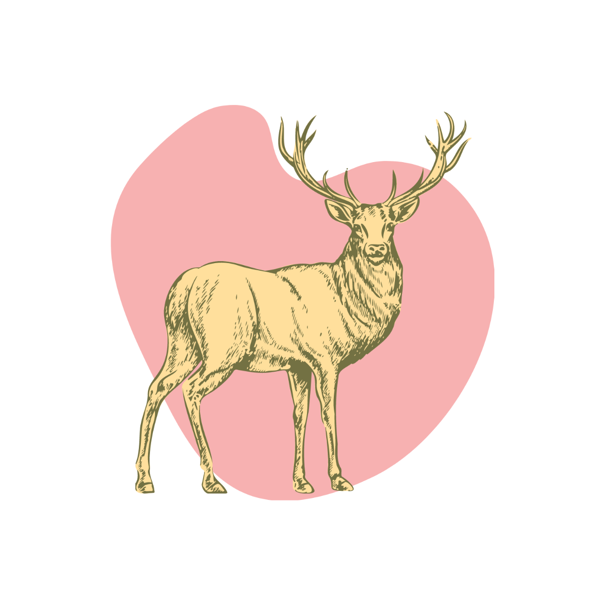 Vintage Deer Clipart Template