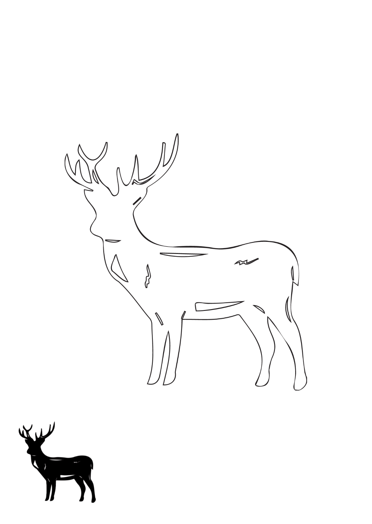 Free Black Deer Coloring Page Template