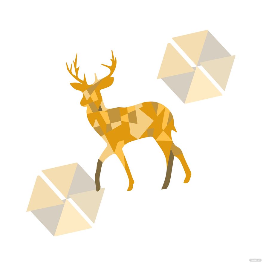 Origami Deer Clipart Template