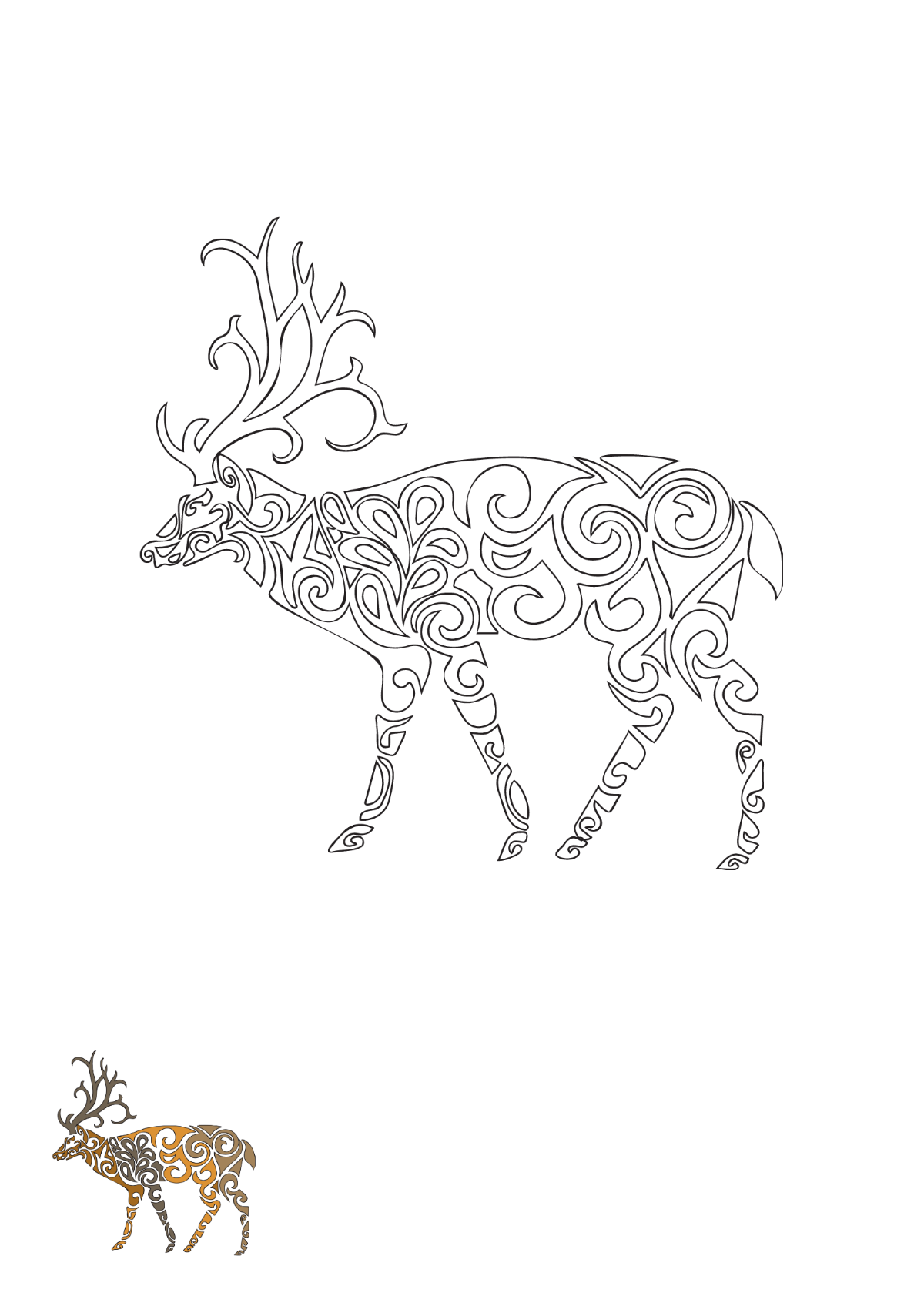 Tribal Deer Coloring Page Template