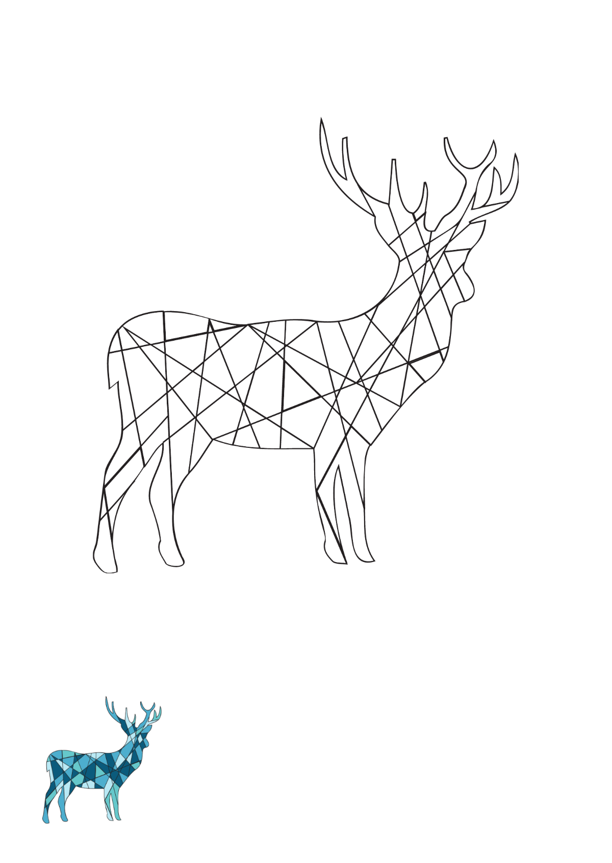 Free Abstract Deer Coloring Page Template