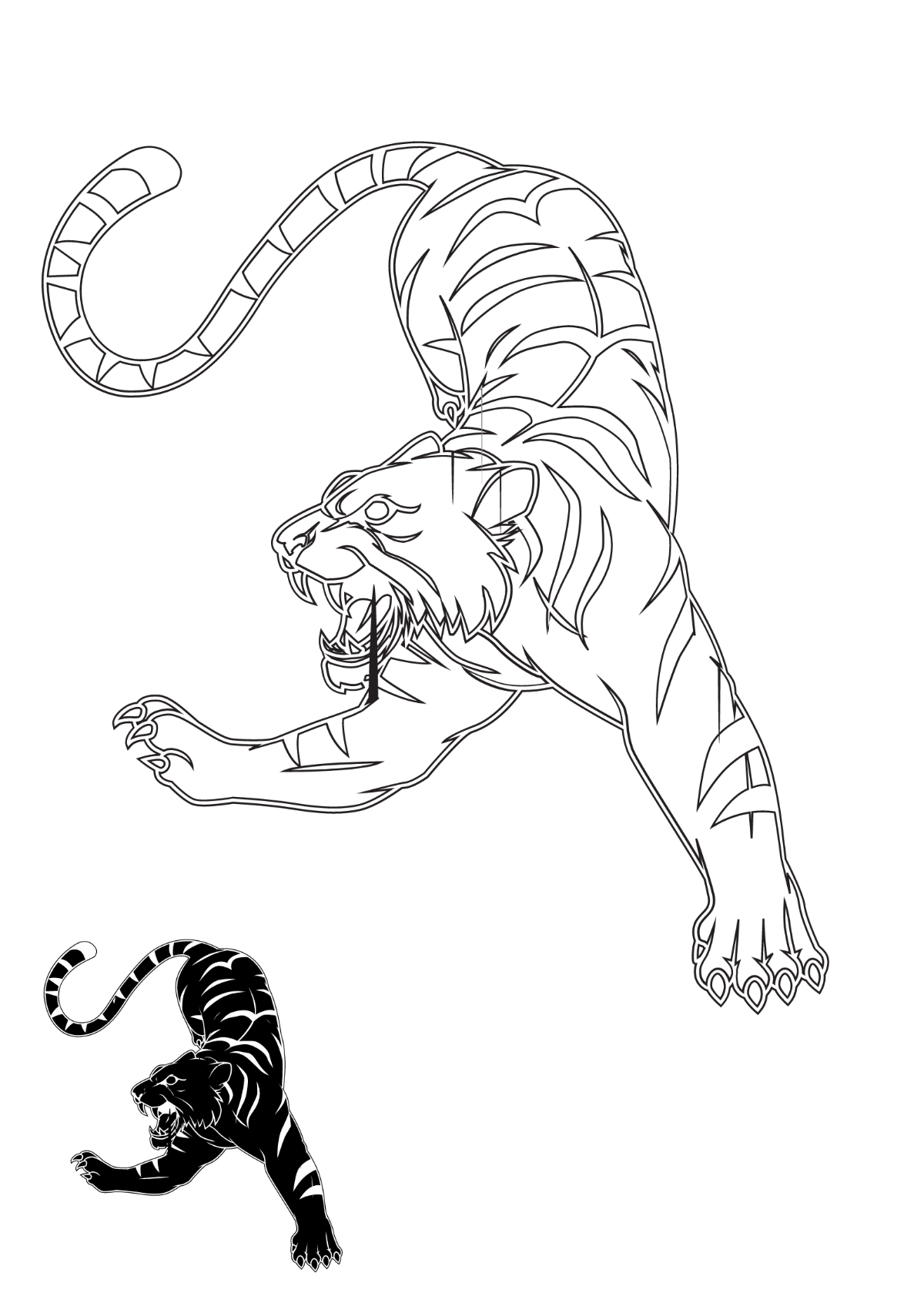 Black Tiger Coloring Page Template