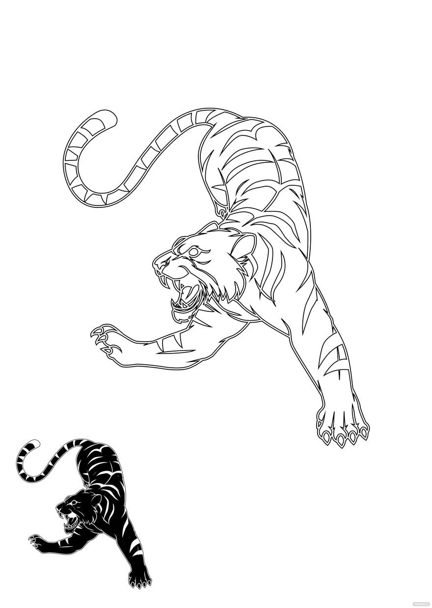 Free Black Tiger Coloring Page
