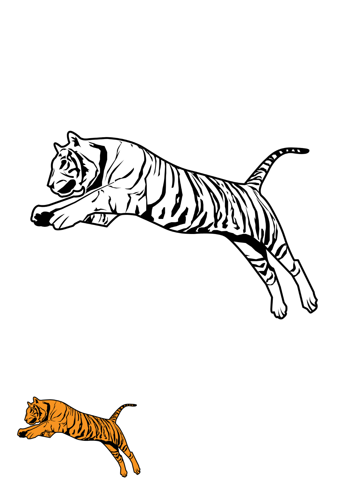 Leaping Tiger Coloring Page Template