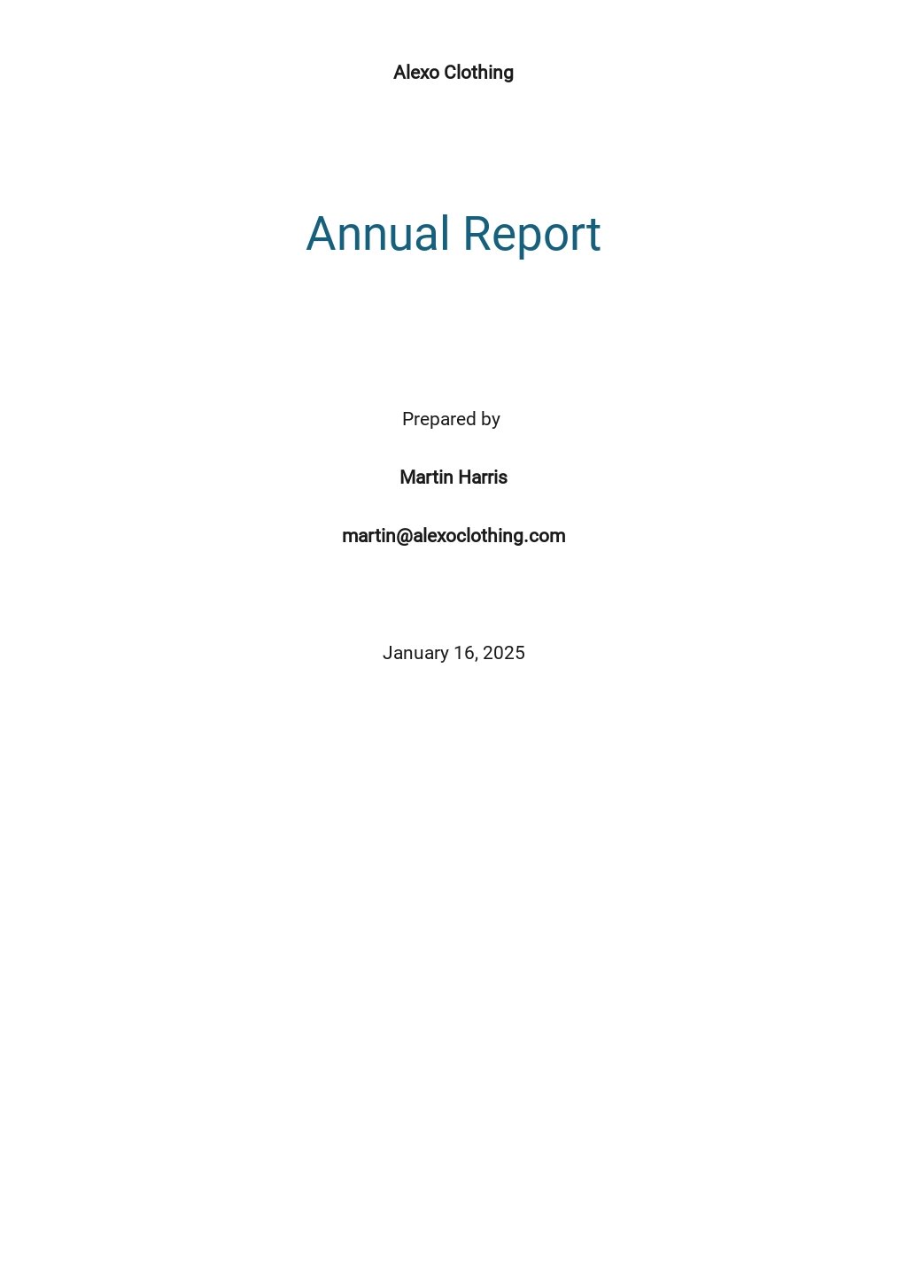 Annual Report Cover Page Template Google Docs, Word