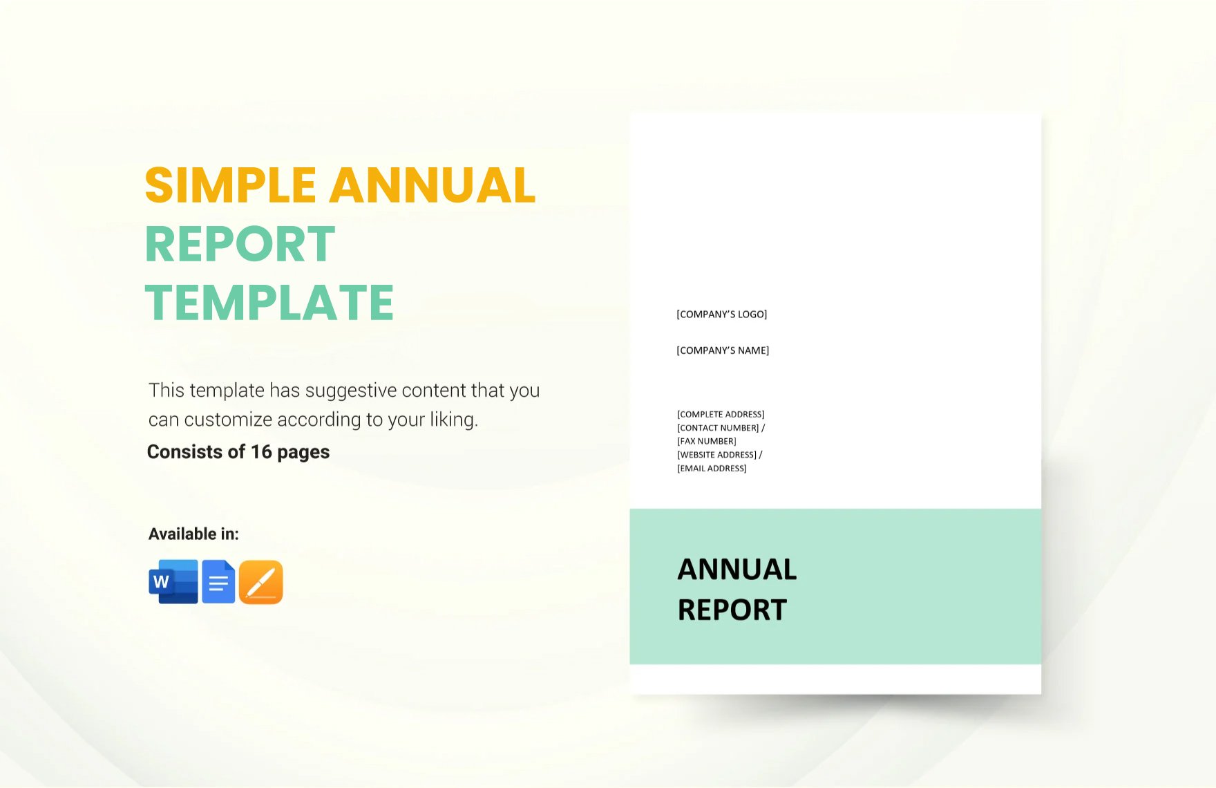 Simple Annual Report Template in Word, Google Docs, Apple Pages