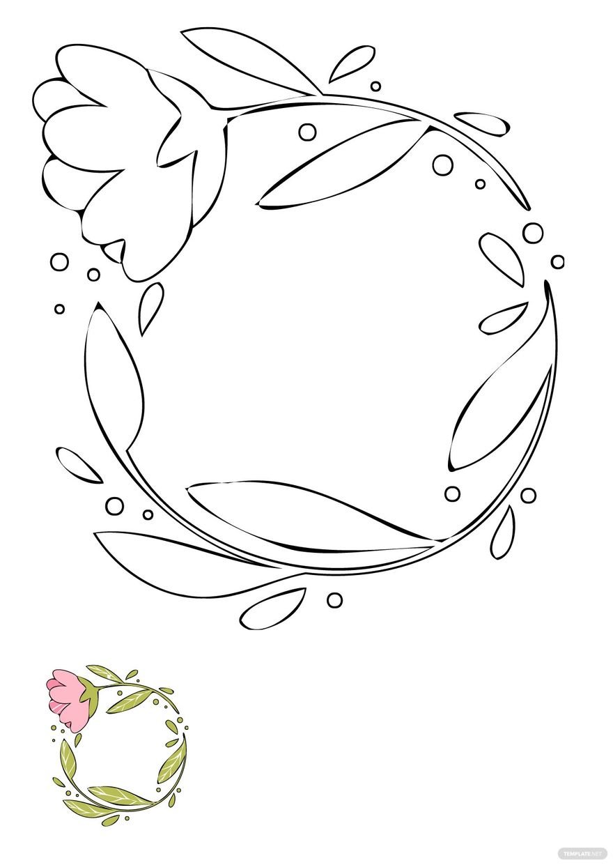 Free Floral Frame Coloring Page