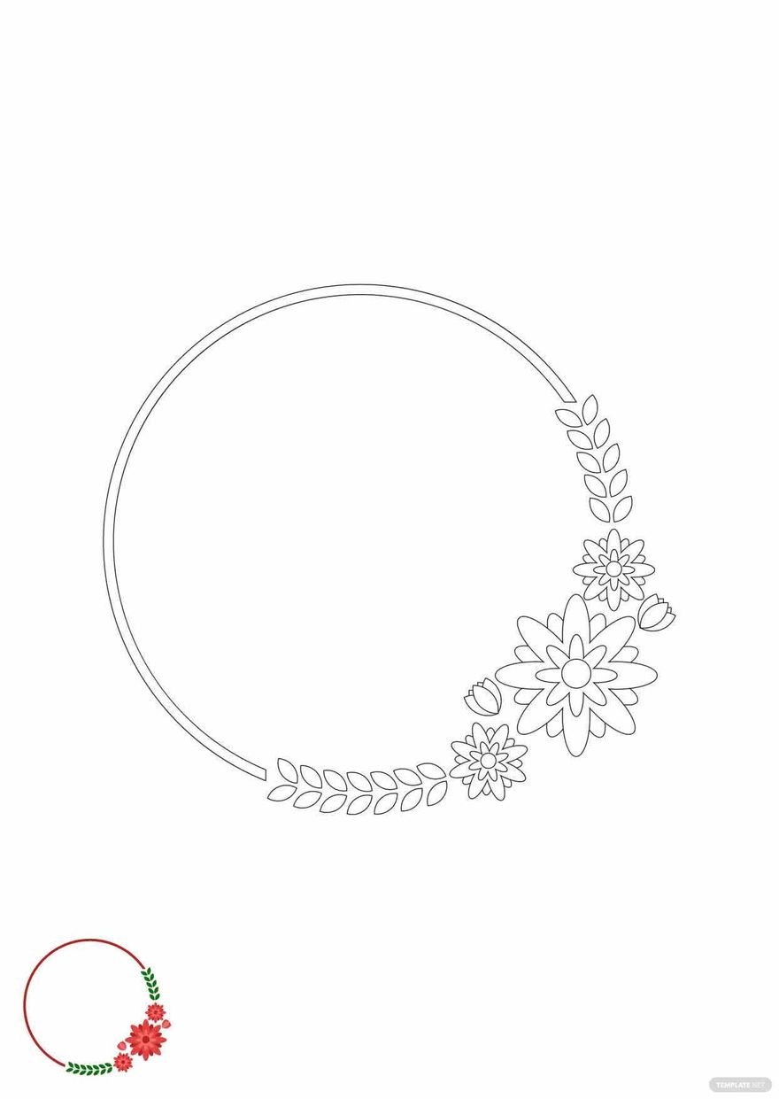 Free Floral Circle Frame Coloring Page