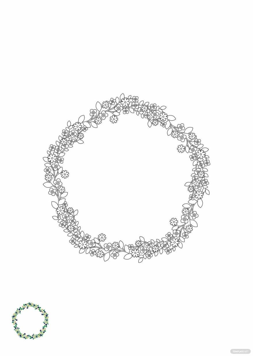 Floral Wreath Coloring Page Template