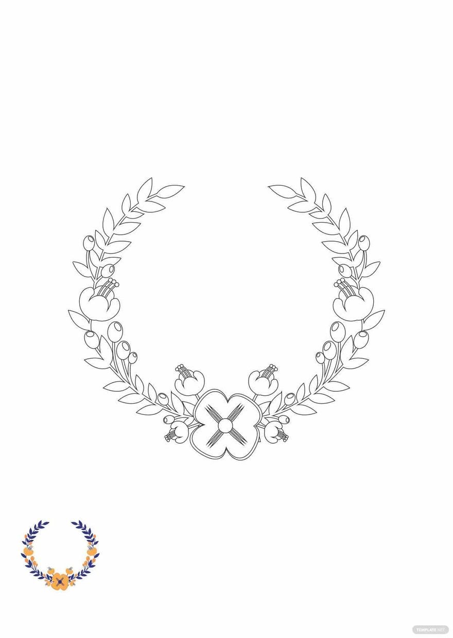 Floral Half Wreath Coloring Page Template