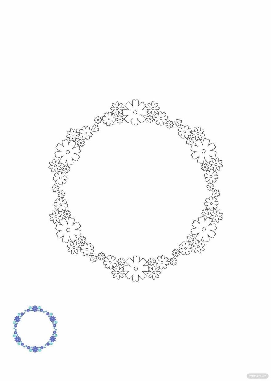 Free Wedding Floral Wreath Coloring Page