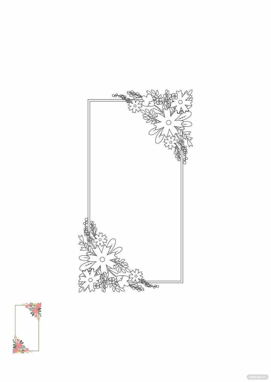 Wedding Floral Background Coloring Page Template