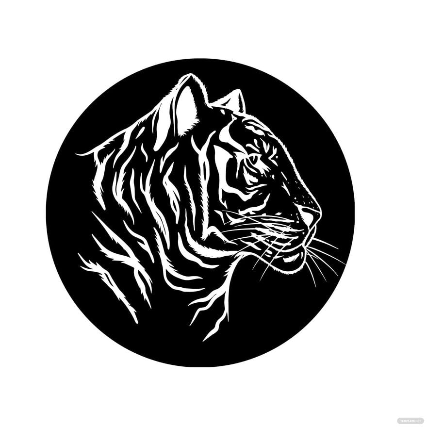 black and white tiger clipart