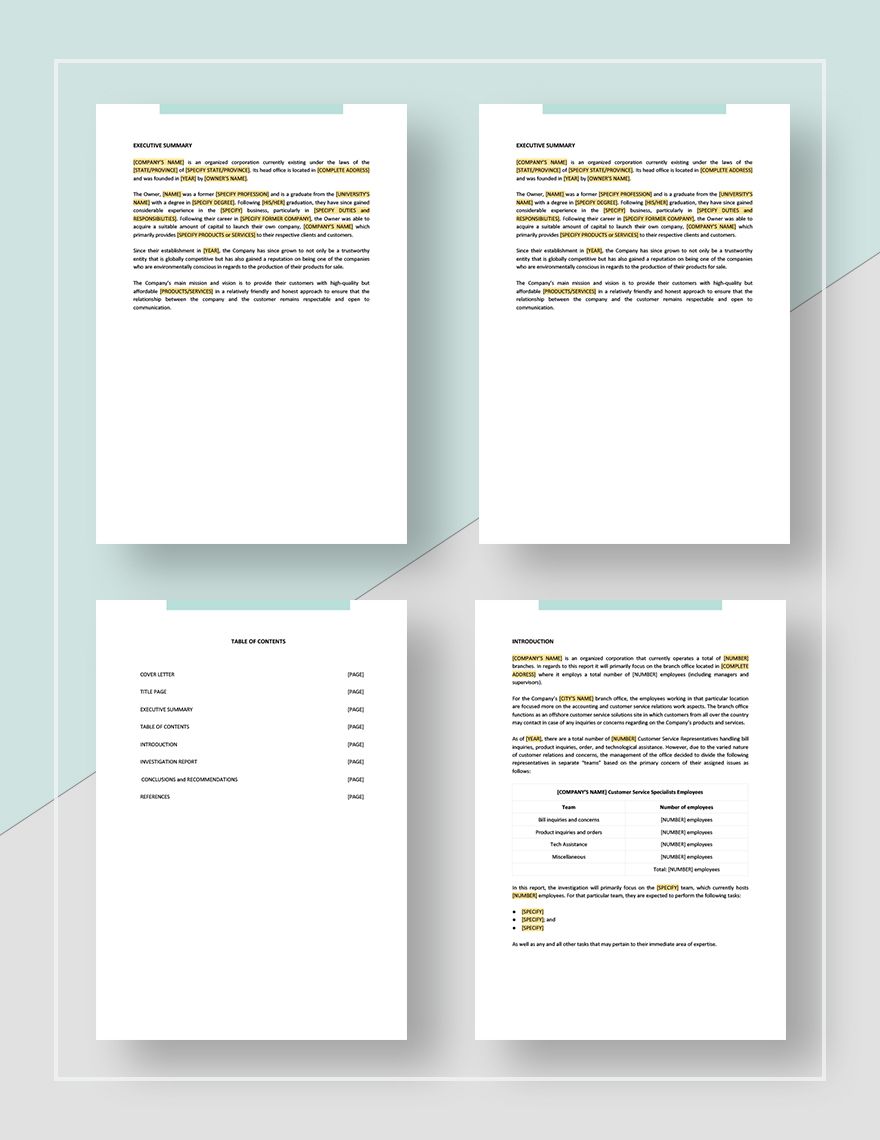 Workplace Investigation Report Template Google Docs, Word, Apple