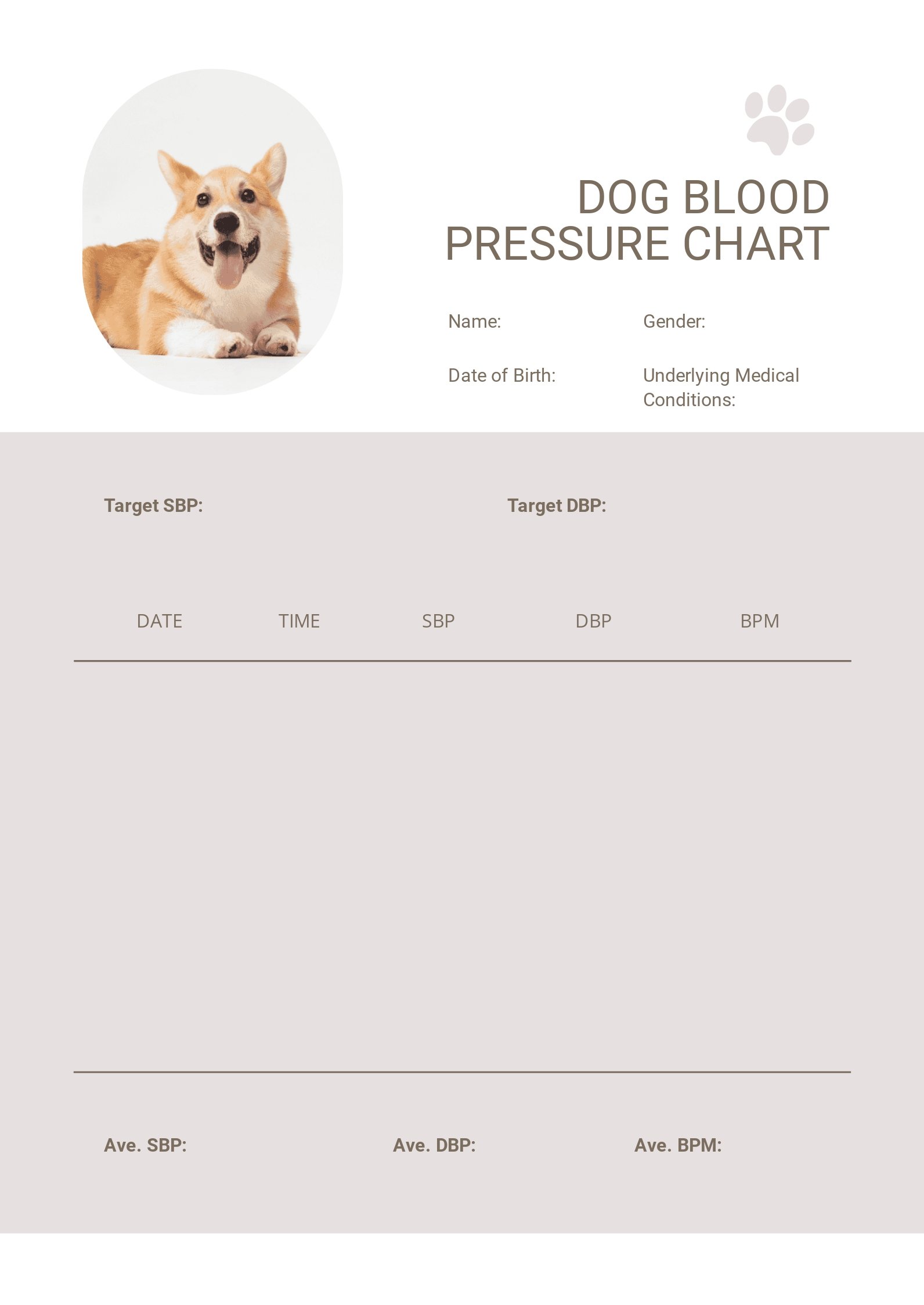 Free Dog Blood Pressure Chart - PDF 