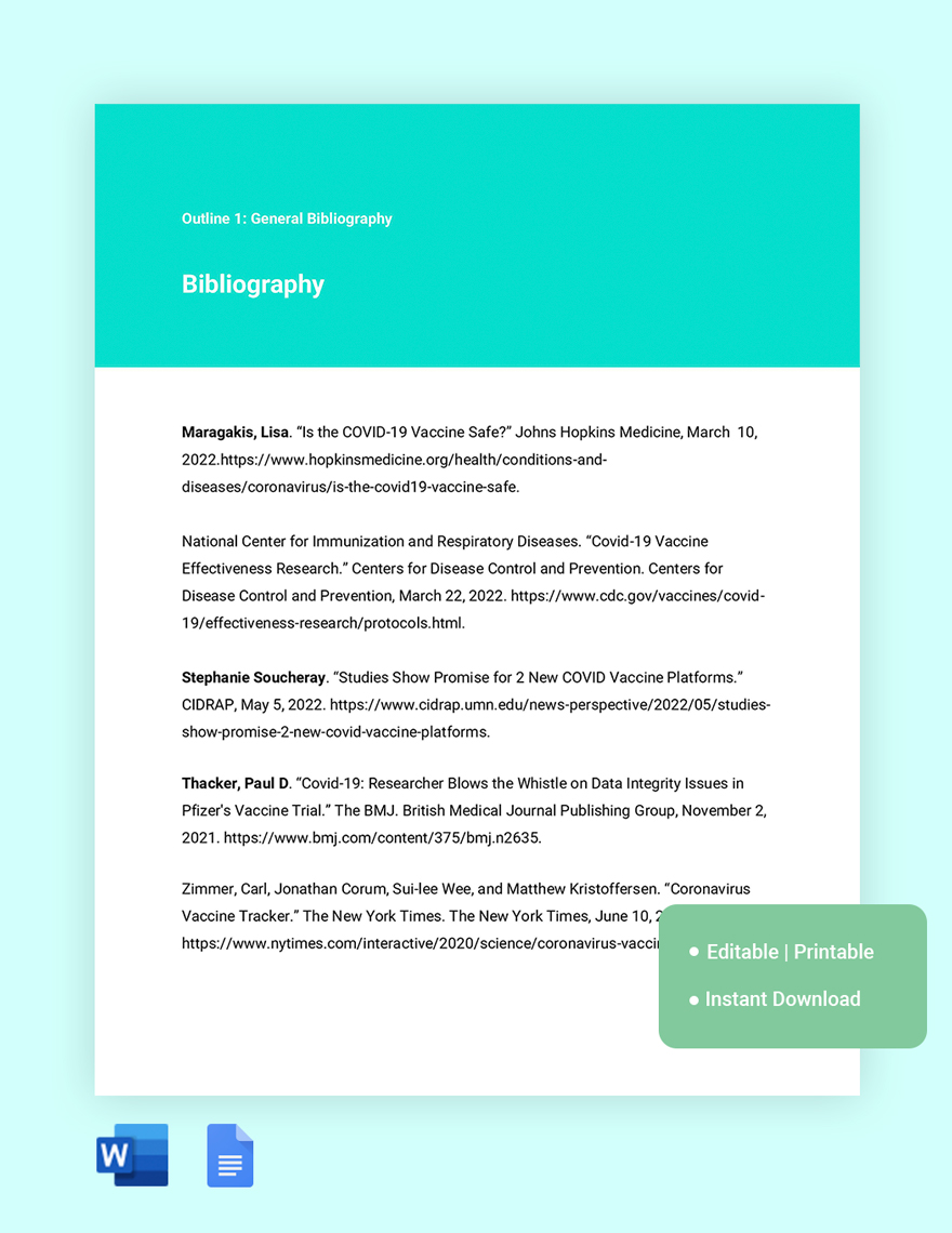 Bibliography Template in Word Google Docs Download Template