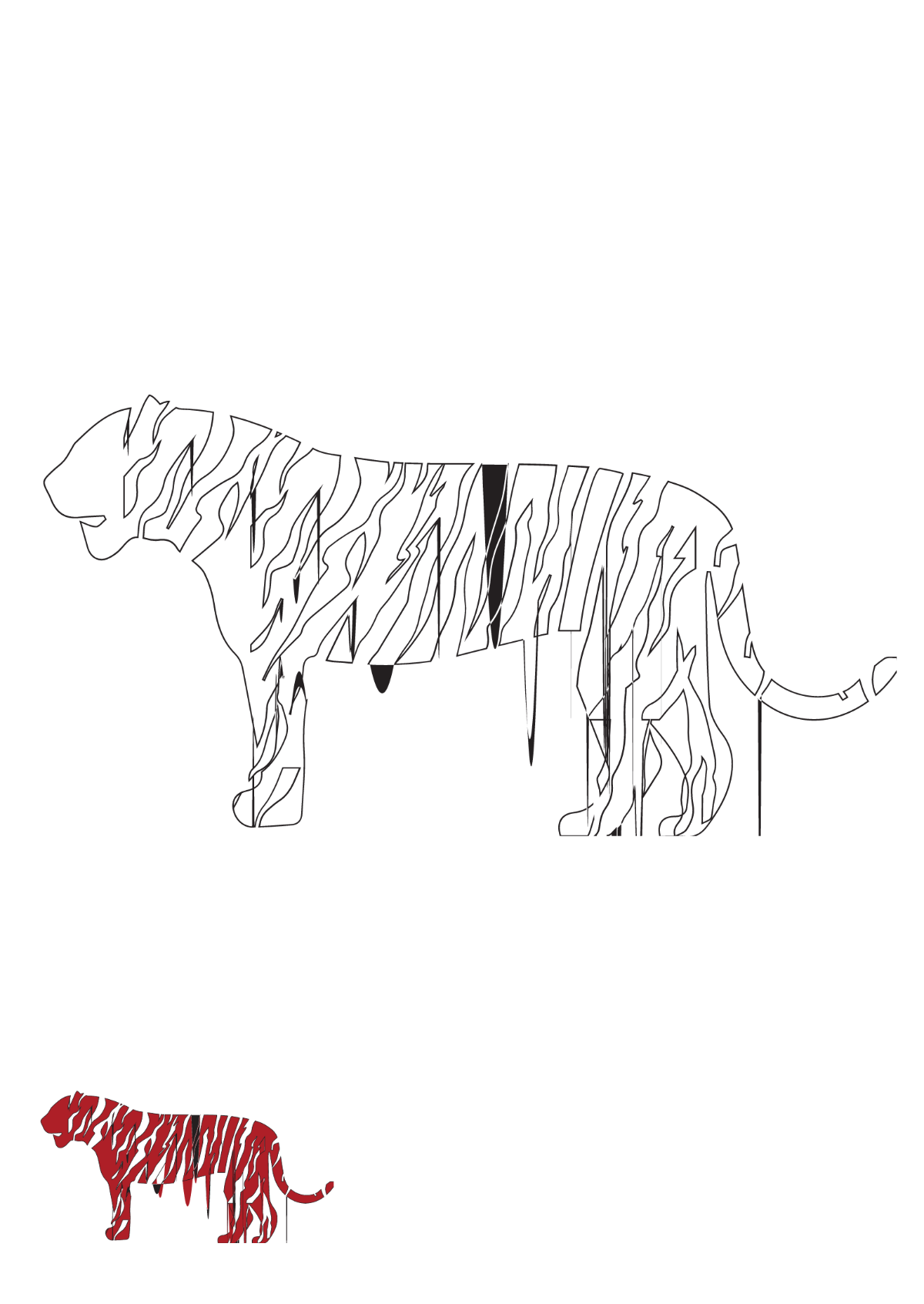 Abstract Tiger Coloring Page Template
