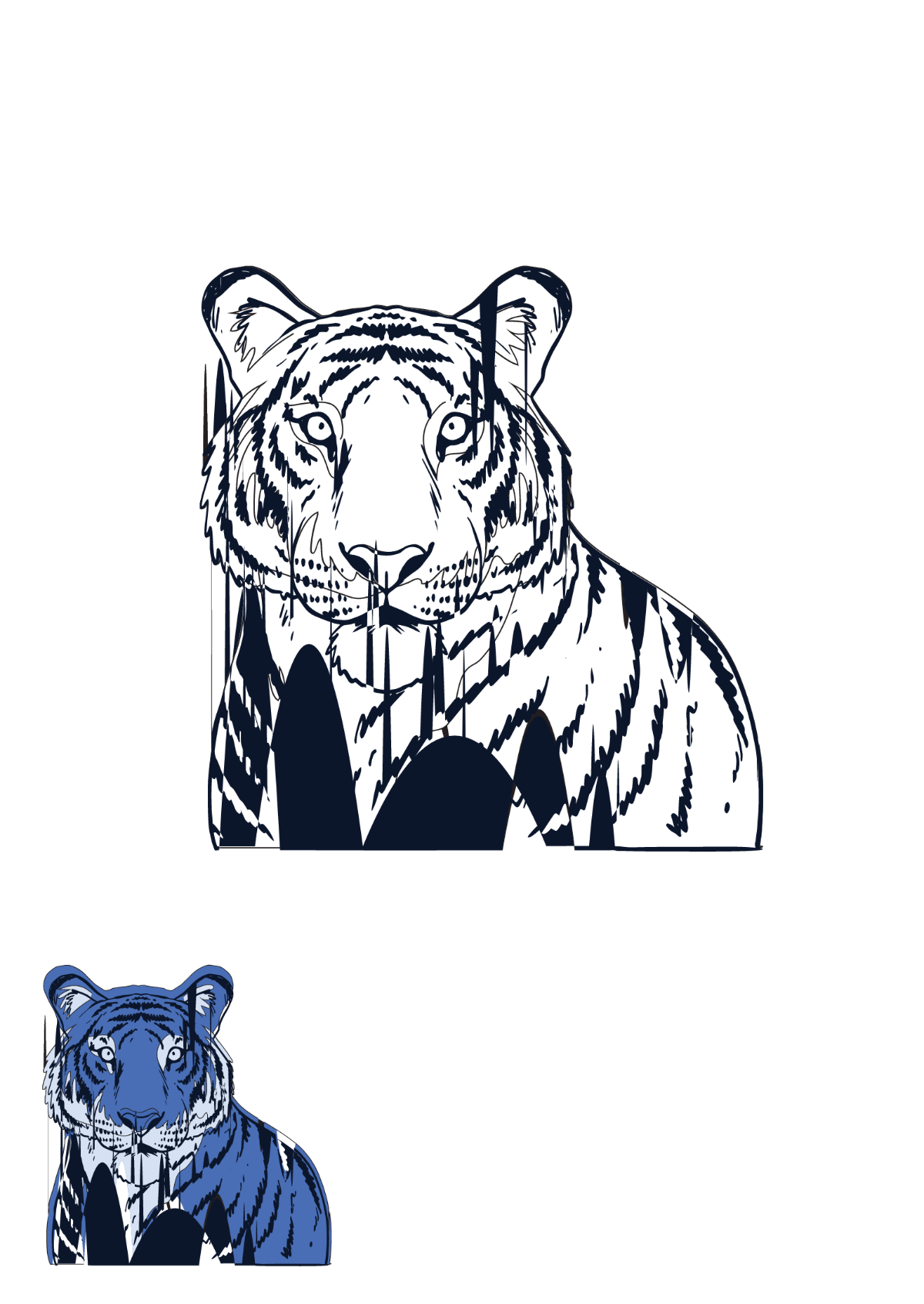 Blue Tiger Coloring Page Template