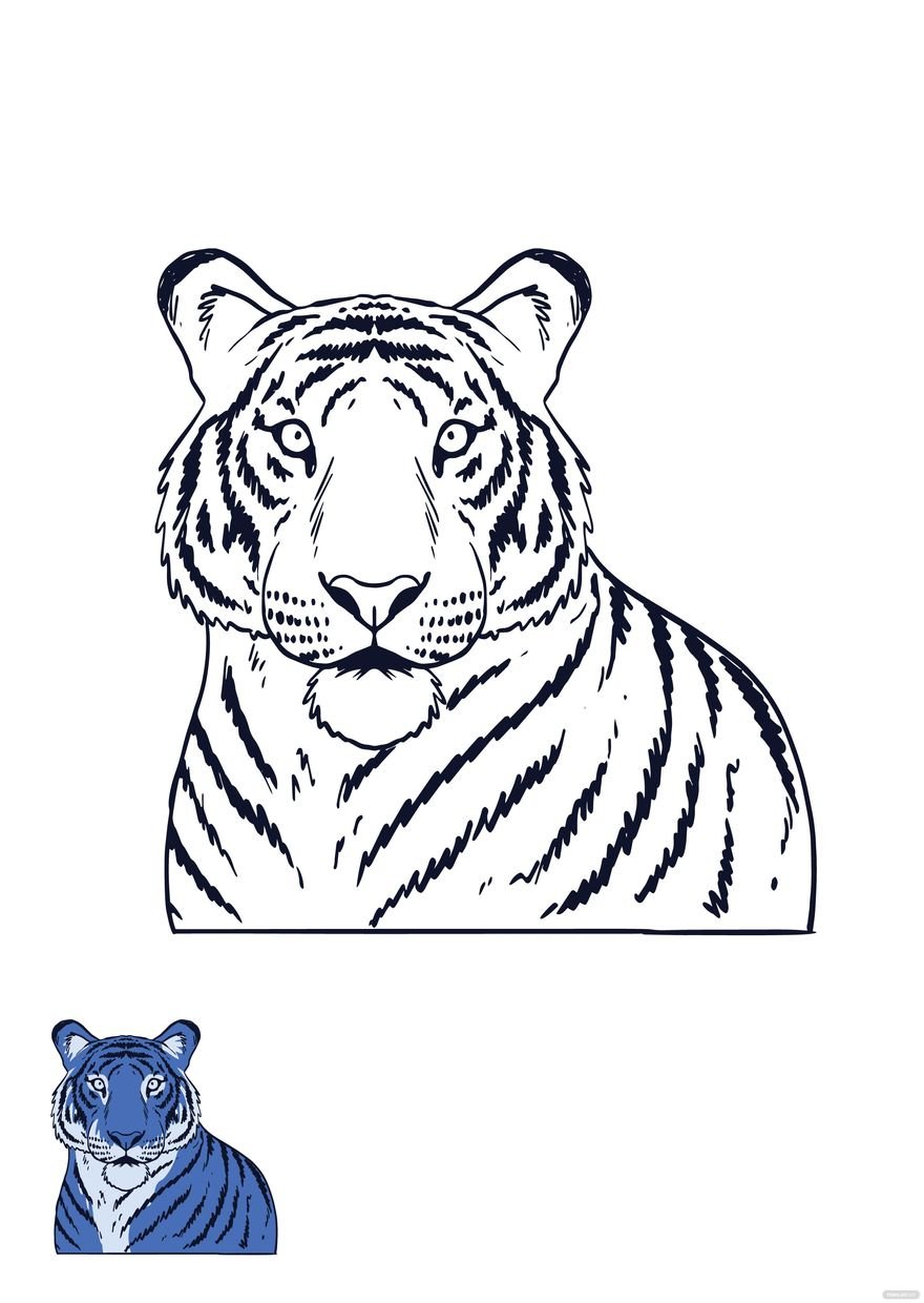 Free Blue Tiger Coloring Page