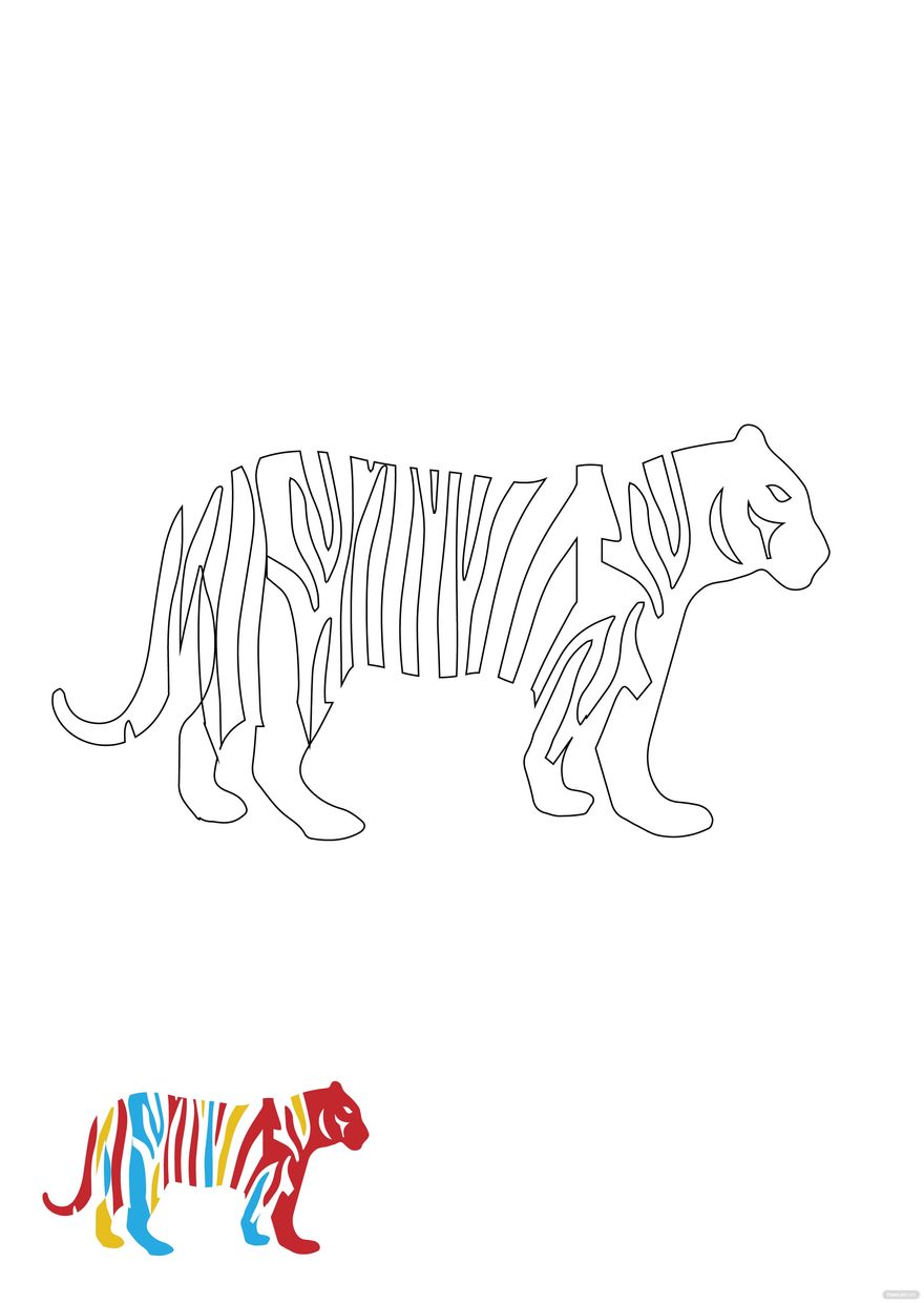 Free Colorful Tiger Coloring Page