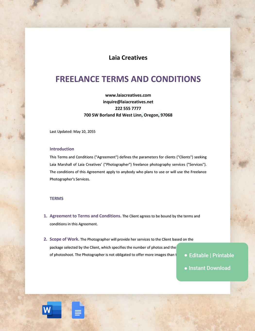Freelance Terms And Conditions Template