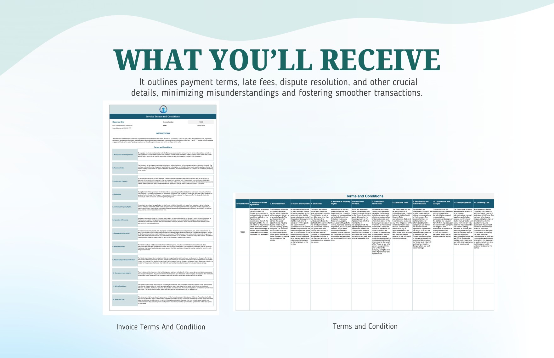Invoice Terms And Conditions Template