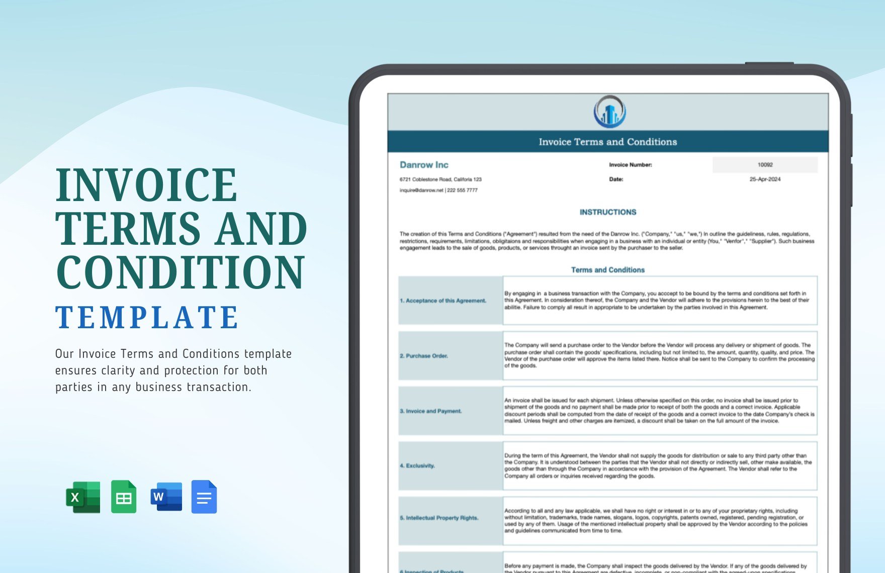 Invoice Terms And Conditions Template