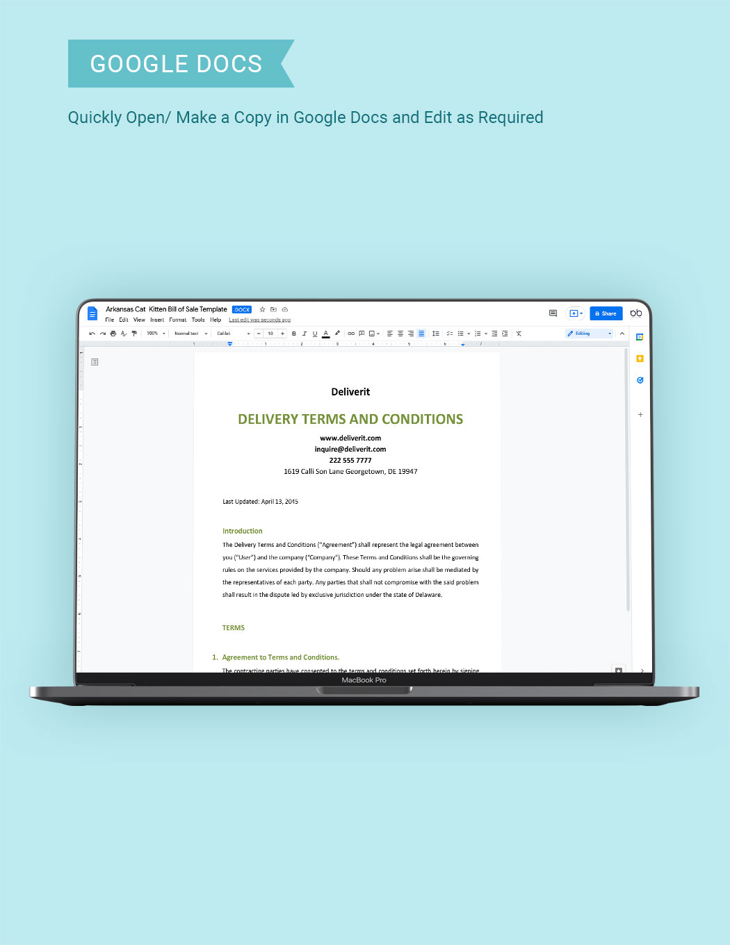 Delivery Terms And Conditions Template In Word Google Docs Download