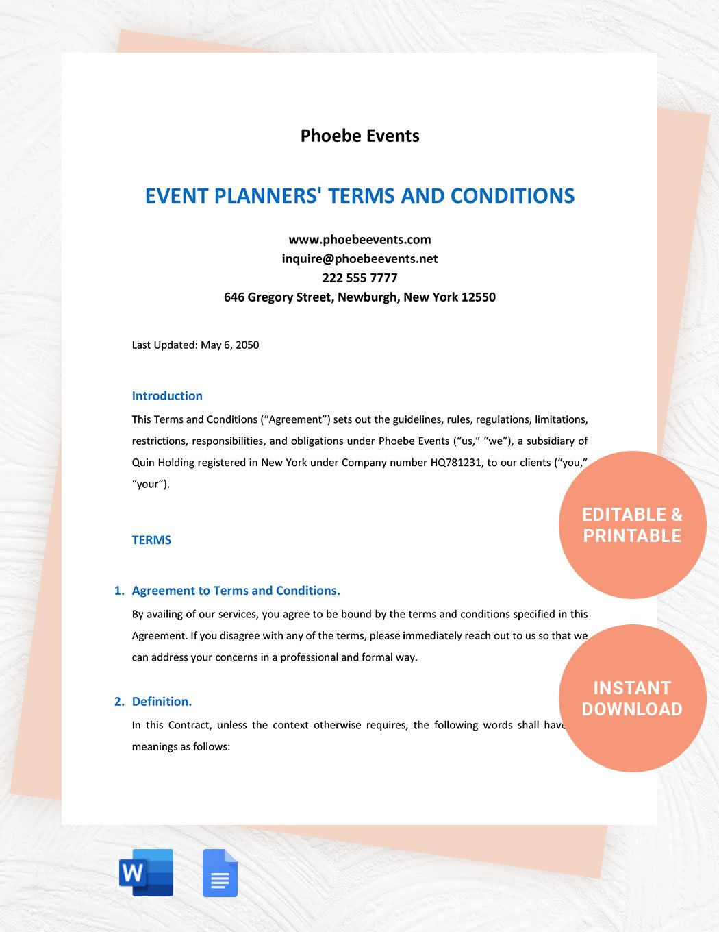 Terms And Conditions Template For Event Planners in Word, Google Docs