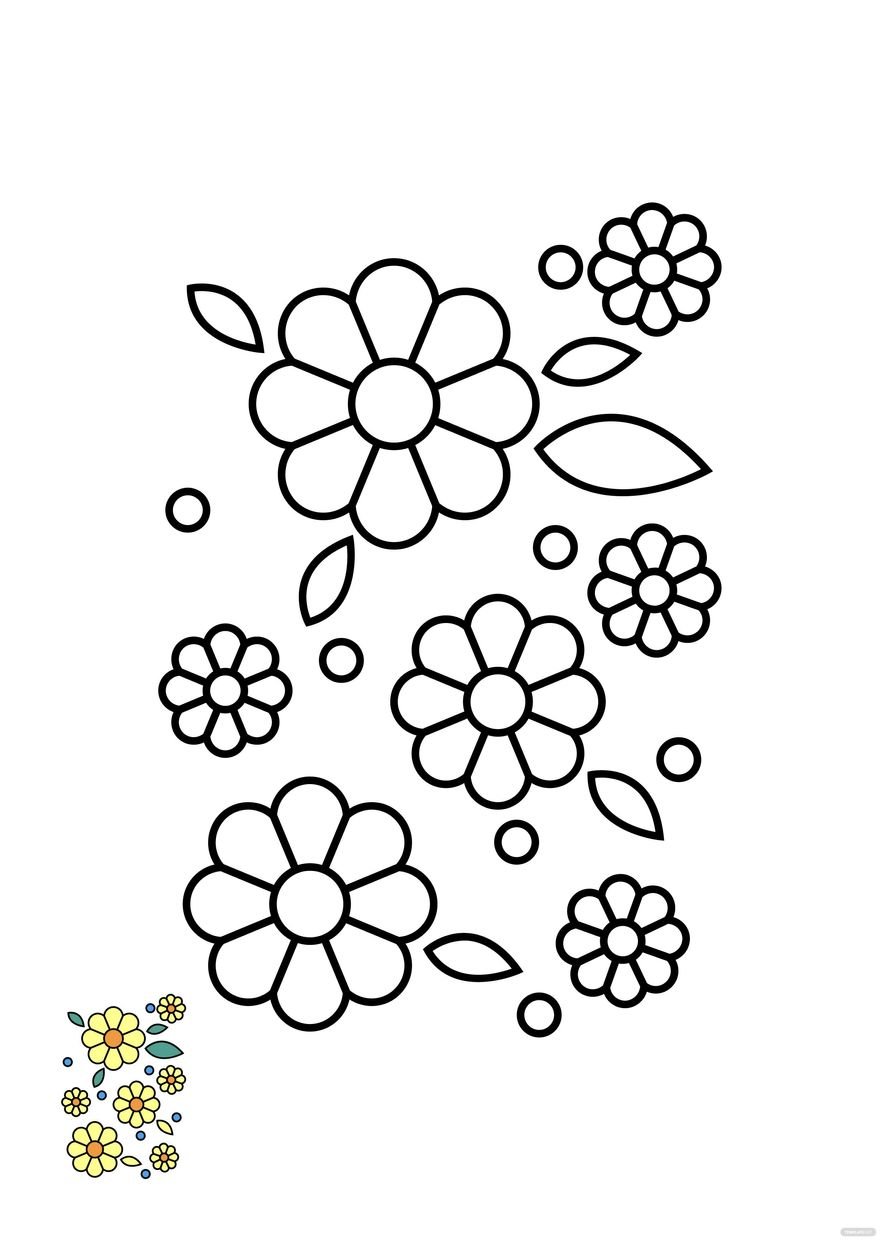 Free Floral Background Coloring Page