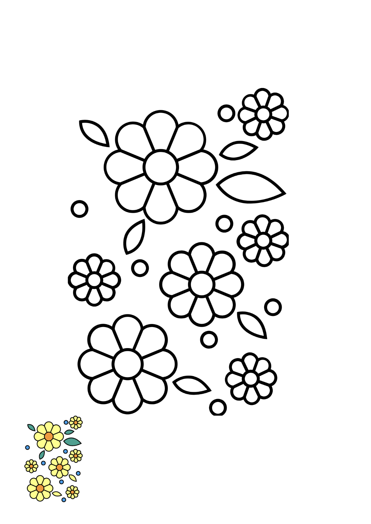 Floral Background Coloring Page Template