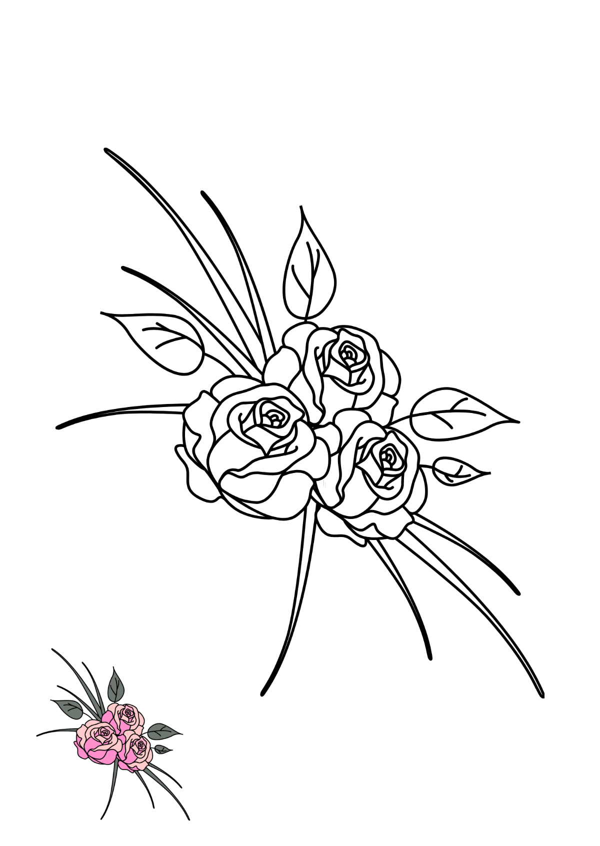 Wedding Floral Design Coloring Page Template