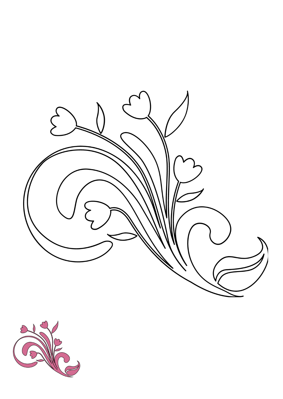 Ornamental Floral Coloring Page Template