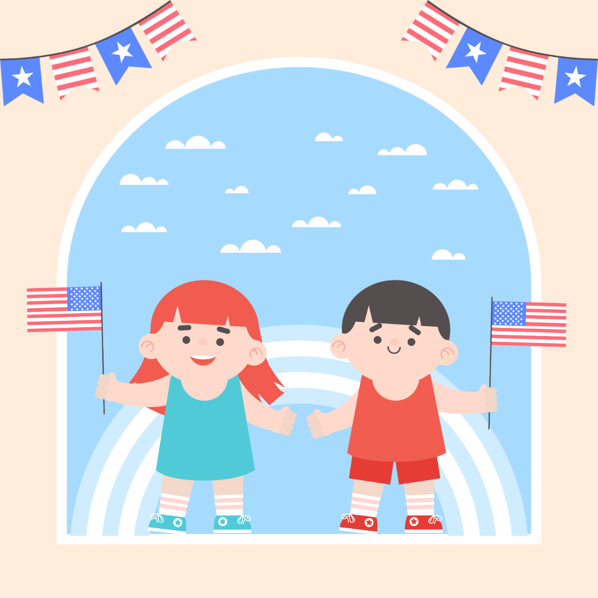 Memorial Day Kids Clipart Template