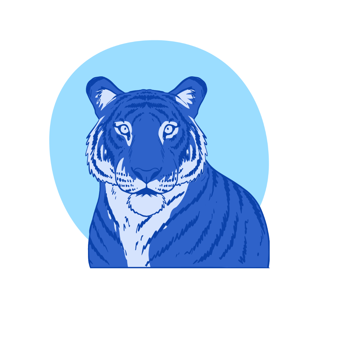 Blue Tiger Clipart Template