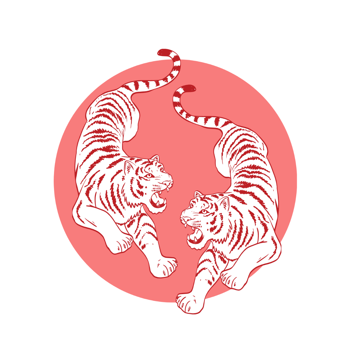 Double Tiger Clipart Template