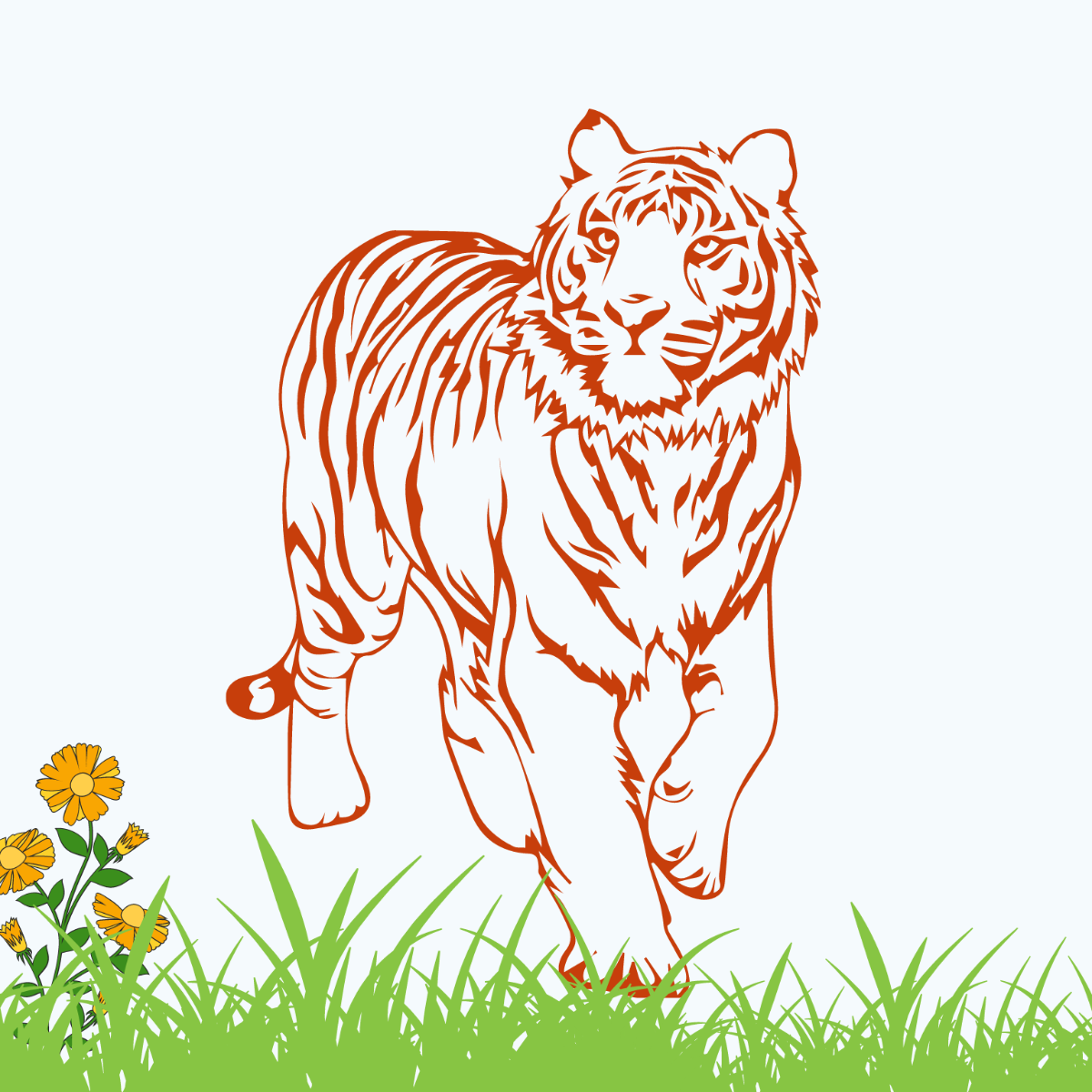 Standing Tiger Clipart Template