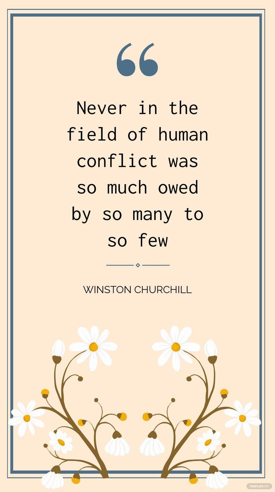 Winston Churchill - Never in the field of human conflict was so much owed by so many to so few 