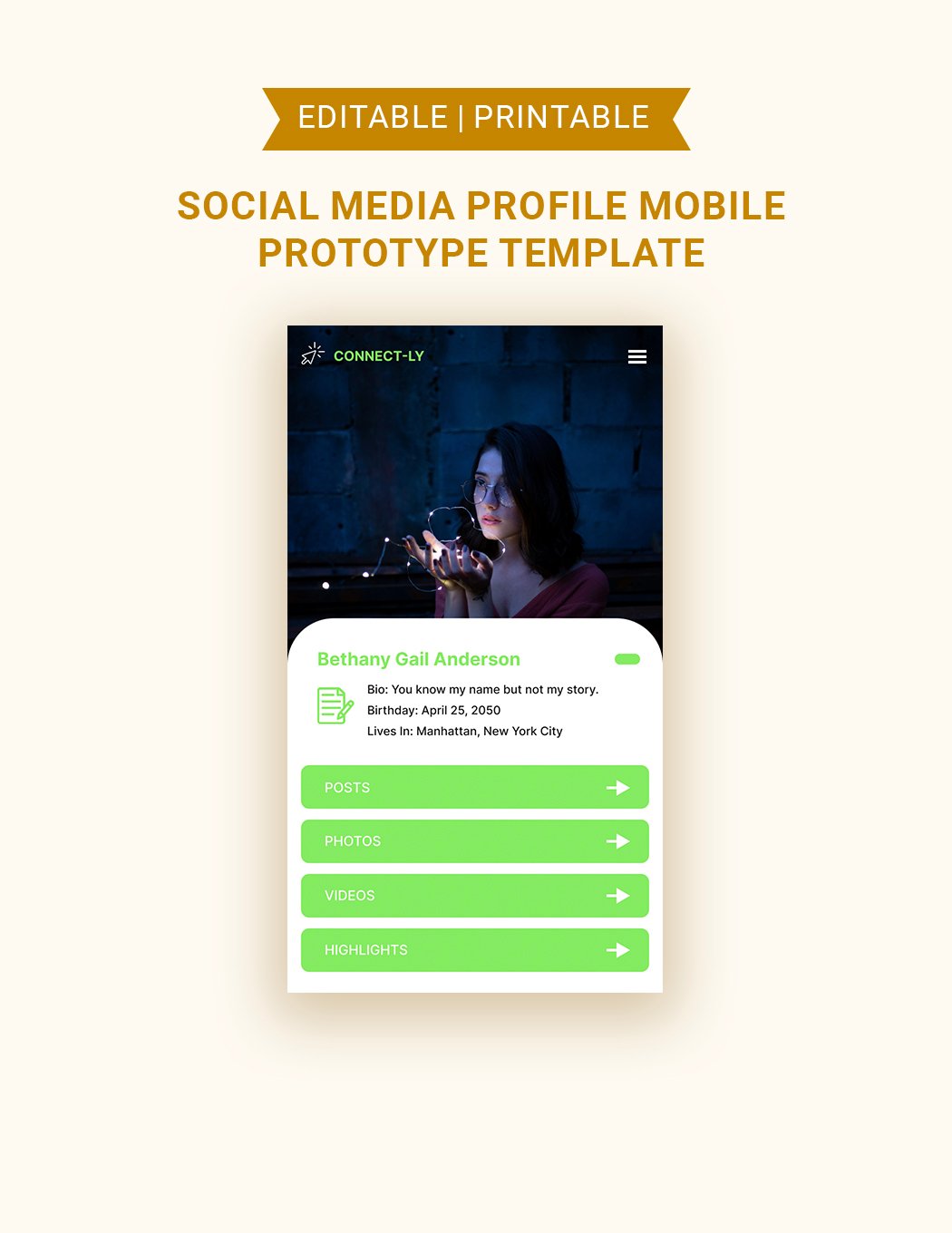 Social Media Profile Mobile Prototype Template