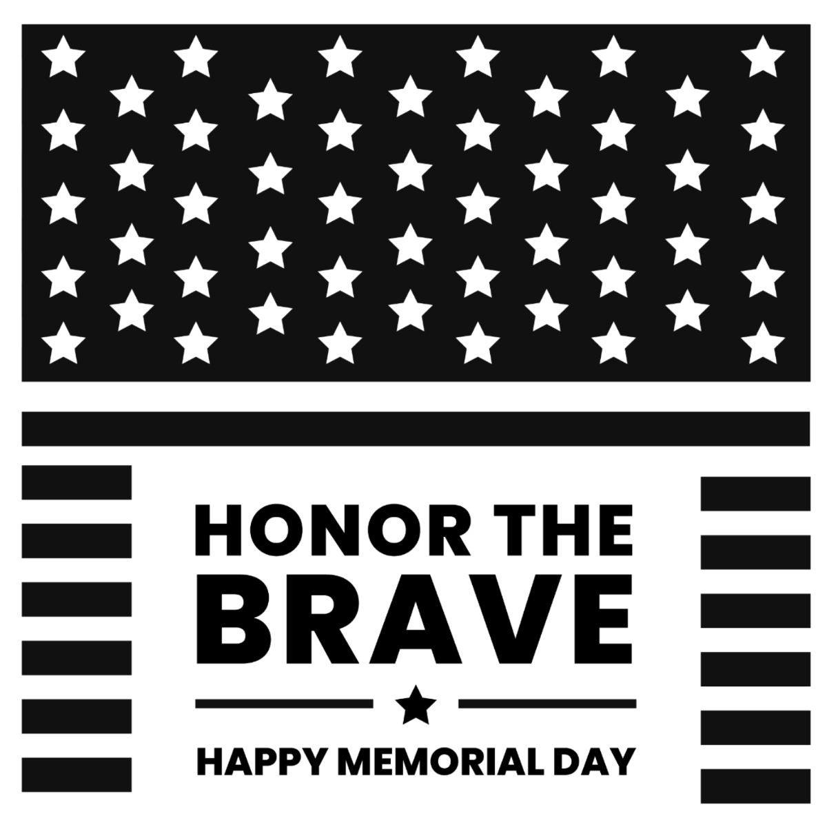 Free Black And White Memorial Day Clipart Template