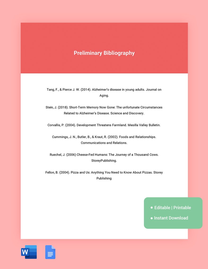 Free Preliminary Bibliography Template
